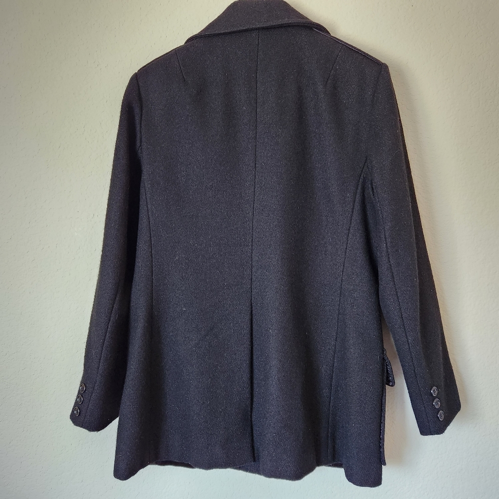 Jones New York Fully Lined Black Wool Pea Coat, Size 14 - Picture 3 of 5